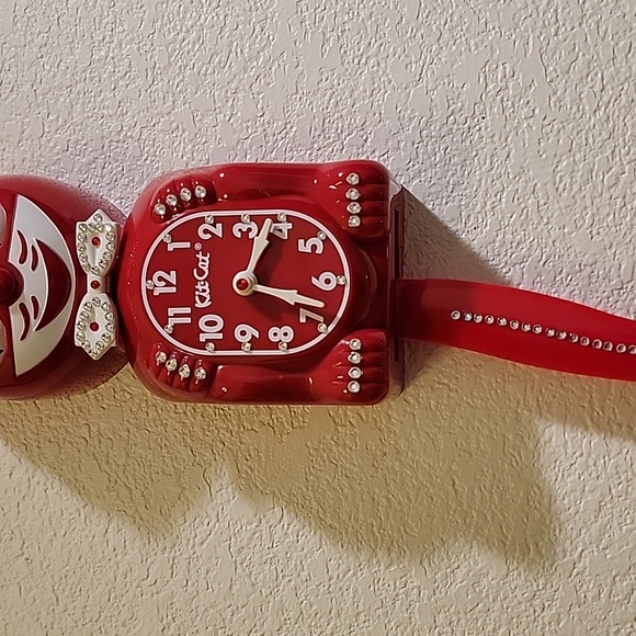 Jeweled Scarlet Red Kit-Cat Klock clock SUPER RARE - Picture 4 of 5